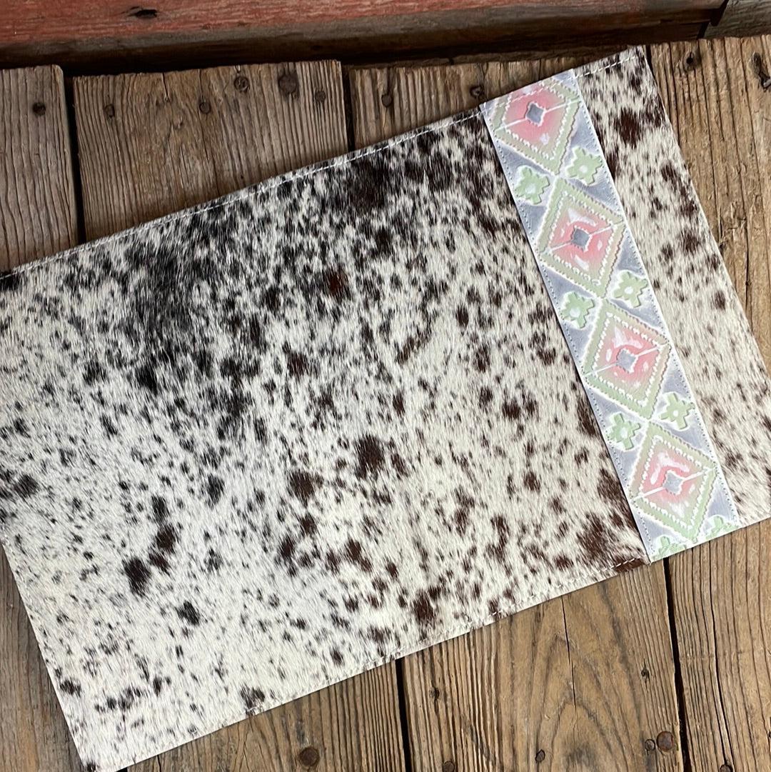 146 Large Notepad Cover - Longhorn w/ Watermelon Wine-Large Notepad Cover-Western-Cowhide-Bags-Handmade-Products-Gifts-Dancing Cactus Designs