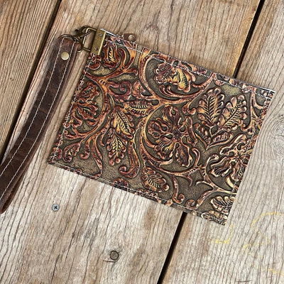 146 Make-up bag - Longhorn w/ Wyoming Tool-Make-up bag-Western-Cowhide-Bags-Handmade-Products-Gifts-Dancing Cactus Designs