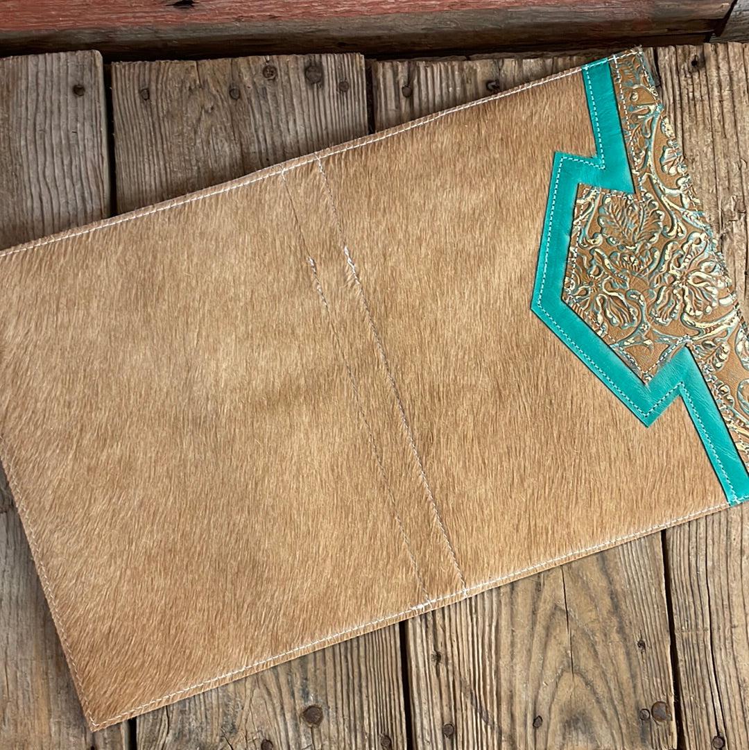 147 Large Notepad Cover - Palomino w/ Patina Tool-Large Notepad Cover-Western-Cowhide-Bags-Handmade-Products-Gifts-Dancing Cactus Designs