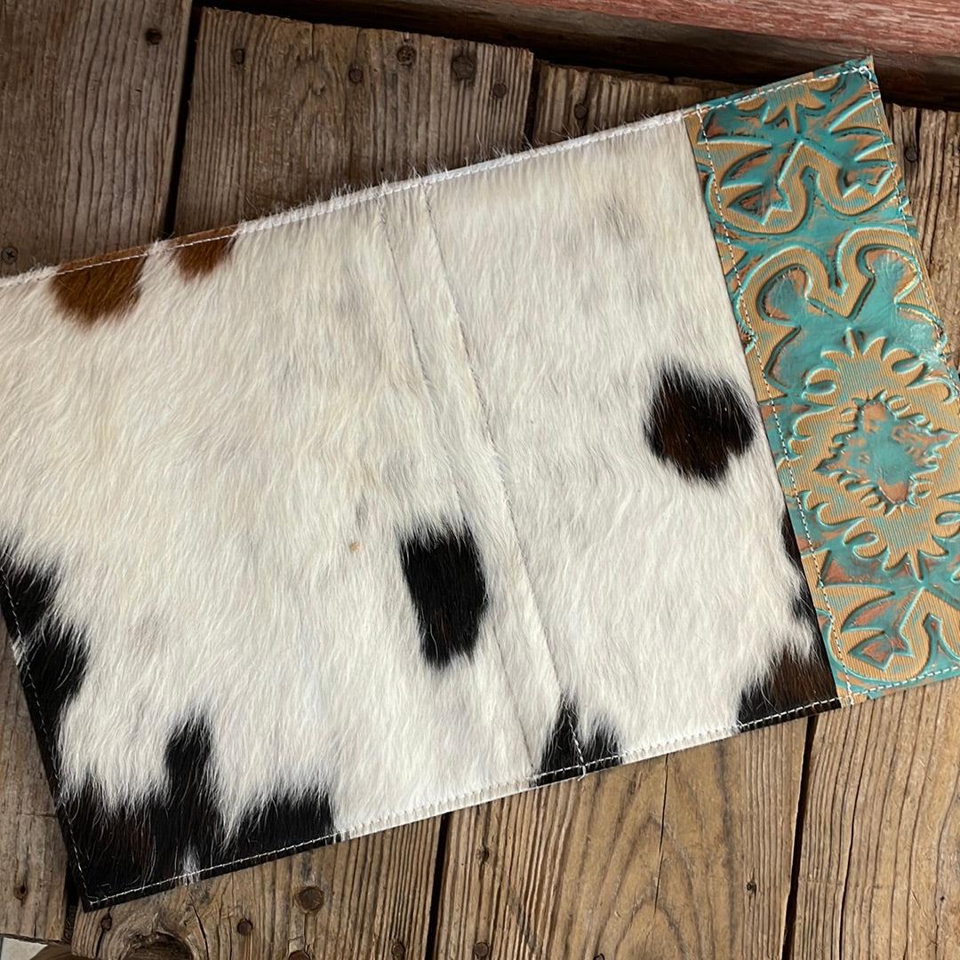 149 Large Notepad Cover - Tricolor w/ Agave Laredo-Large Notepad Cover-Western-Cowhide-Bags-Handmade-Products-Gifts-Dancing Cactus Designs