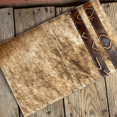 158 Large Notepad Cover - Brindle w/ Burnt Brands-Large Notepad Cover-Western-Cowhide-Bags-Handmade-Products-Gifts-Dancing Cactus Designs