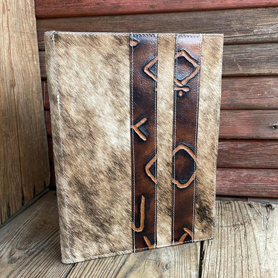 158 Large Notepad Cover - Brindle w/ Burnt Brands-Large Notepad Cover-Western-Cowhide-Bags-Handmade-Products-Gifts-Dancing Cactus Designs