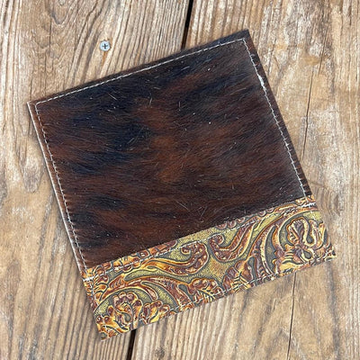 159 Checkbook Cover - Tricolor w/ Wyoming Tool-Checkbook Cover-Western-Cowhide-Bags-Handmade-Products-Gifts-Dancing Cactus Designs
