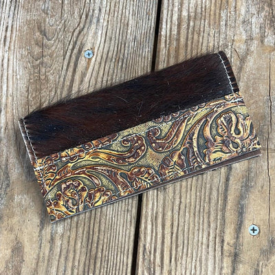 159 Checkbook Cover - Tricolor w/ Wyoming Tool-Checkbook Cover-Western-Cowhide-Bags-Handmade-Products-Gifts-Dancing Cactus Designs