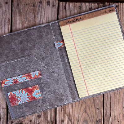 159 Large Notepad Cover - Grey Brindle w/ Patriot Laredo-Large Notepad Cover-Western-Cowhide-Bags-Handmade-Products-Gifts-Dancing Cactus Designs