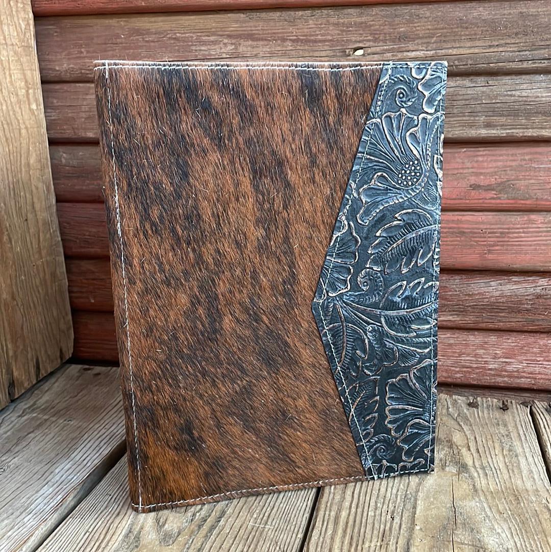161 Large Notepad Cover - Brindle w/ Autumn Ash-Large Notepad Cover-Western-Cowhide-Bags-Handmade-Products-Gifts-Dancing Cactus Designs