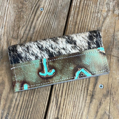 162 Checkbook Cover - Brindle w/ Patina Brands-Checkbook Cover-Western-Cowhide-Bags-Handmade-Products-Gifts-Dancing Cactus Designs