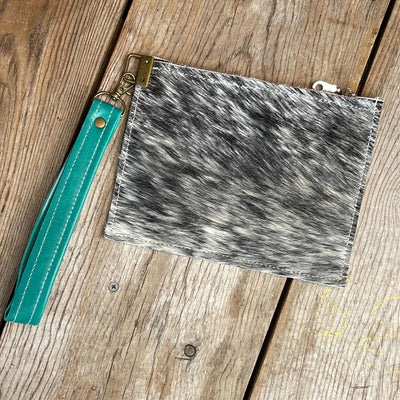 167 Make-up bag - Black & White w/ Agave Laredo-Make-up bag-Western-Cowhide-Bags-Handmade-Products-Gifts-Dancing Cactus Designs