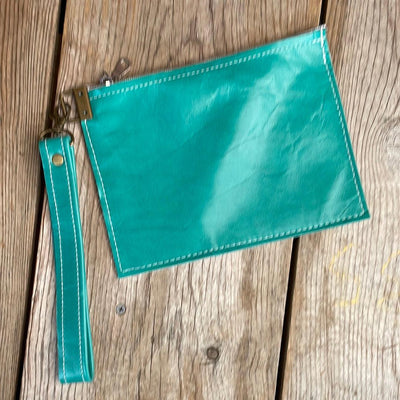 170 Make-up bag - Tricolor w/ Patina Skulls-Make-up bag-Western-Cowhide-Bags-Handmade-Products-Gifts-Dancing Cactus Designs