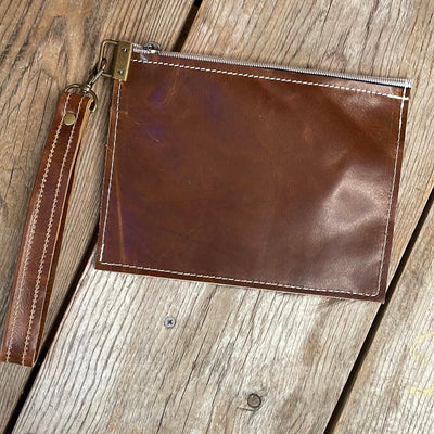 172 Make-up bag - Tricolor w/ Western Tool-Make-up bag-Western-Cowhide-Bags-Handmade-Products-Gifts-Dancing Cactus Designs