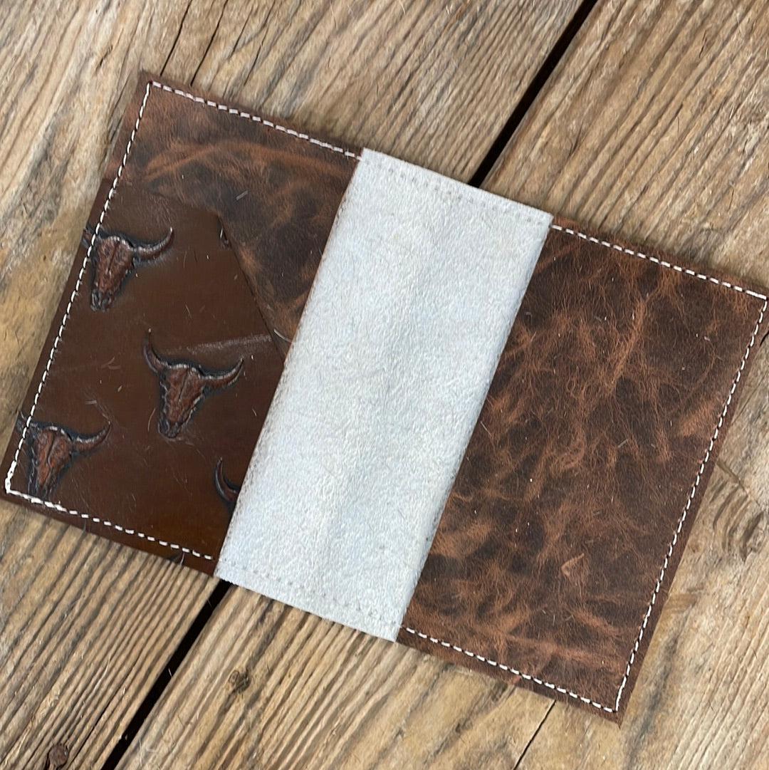 214 Passport Cover - Brindle w/ Mahogany Skulls-Passport Cover-Western-Cowhide-Bags-Handmade-Products-Gifts-Dancing Cactus Designs