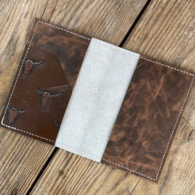 214 Passport Cover - Brindle w/ Mahogany Skulls-Passport Cover-Western-Cowhide-Bags-Handmade-Products-Gifts-Dancing Cactus Designs