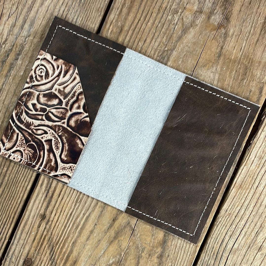 216 Passport Cover - Brindle w/ Ivory Rose-Passport Cover-Western-Cowhide-Bags-Handmade-Products-Gifts-Dancing Cactus Designs