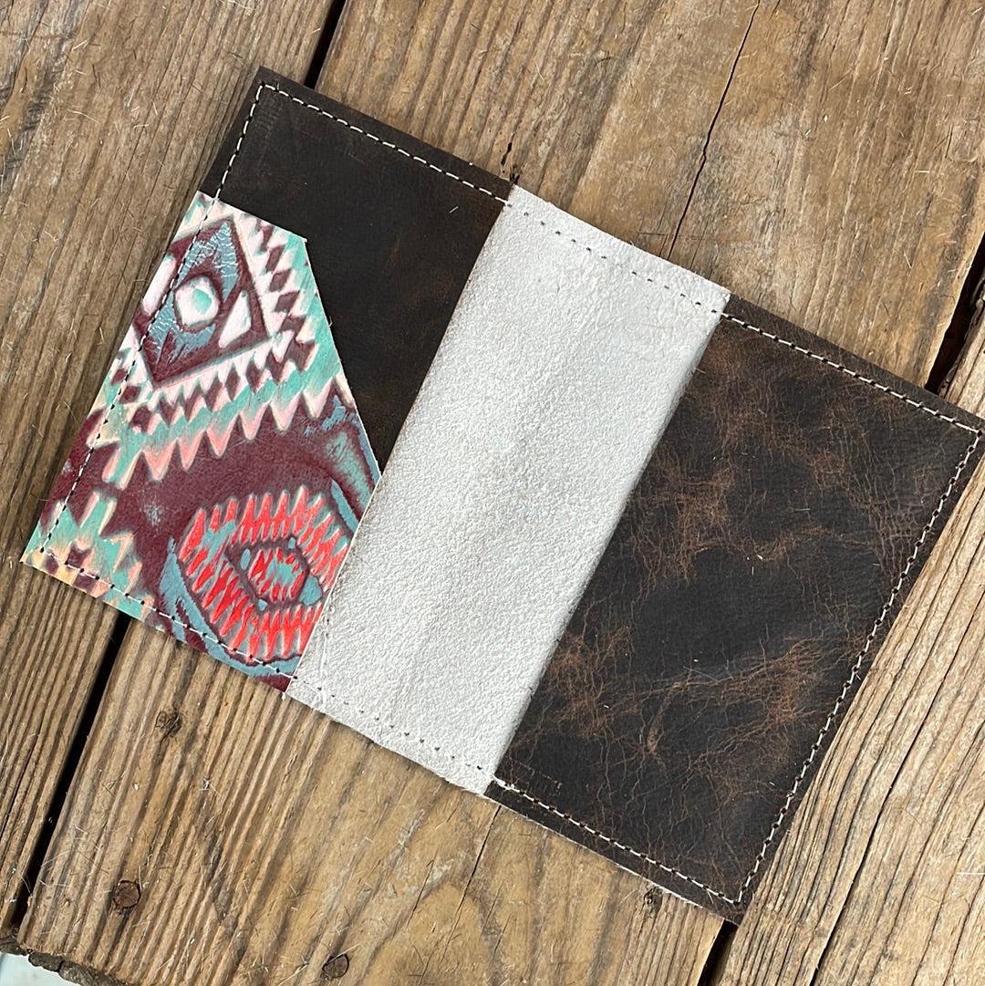 221 Passport Cover - Brindle w/ Rainbow Aztec-Passport Cover-Western-Cowhide-Bags-Handmade-Products-Gifts-Dancing Cactus Designs