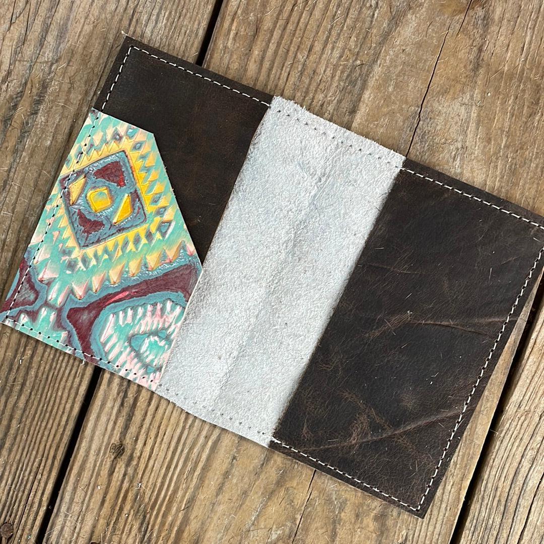 222 Passport Cover - Brindle w/ Rainbow Aztec-Passport Cover-Western-Cowhide-Bags-Handmade-Products-Gifts-Dancing Cactus Designs