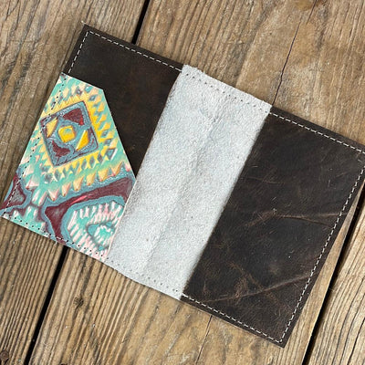 222 Passport Cover - Brindle w/ Rainbow Aztec-Passport Cover-Western-Cowhide-Bags-Handmade-Products-Gifts-Dancing Cactus Designs