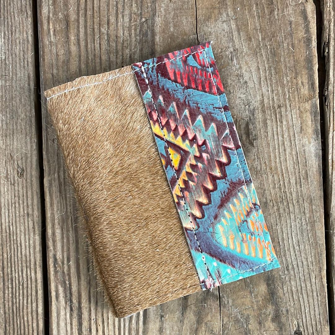 222 Passport Cover - Brindle w/ Rainbow Aztec-Passport Cover-Western-Cowhide-Bags-Handmade-Products-Gifts-Dancing Cactus Designs