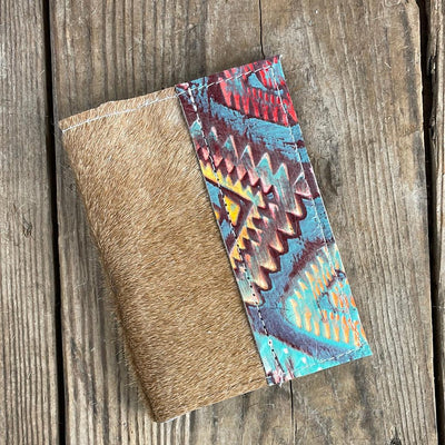 222 Passport Cover - Brindle w/ Rainbow Aztec-Passport Cover-Western-Cowhide-Bags-Handmade-Products-Gifts-Dancing Cactus Designs