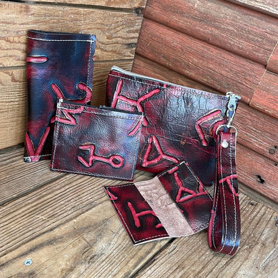 Accessory Set - w/ Red Brands-Accessory Set-Western-Cowhide-Bags-Handmade-Products-Gifts-Dancing Cactus Designs