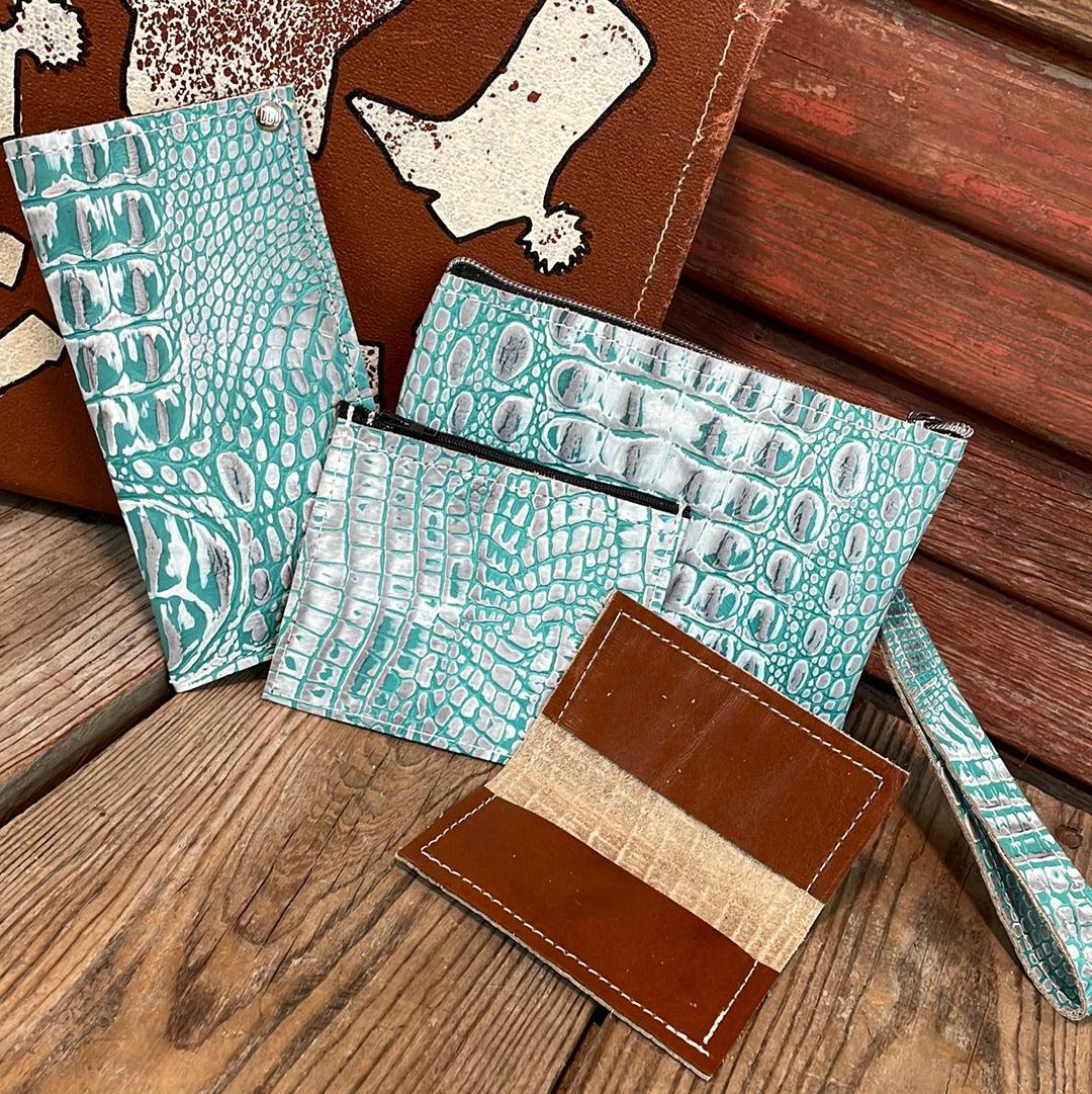 Accessory Set - w/ Turquoise Sand Croc-Accessory Set-Western-Cowhide-Bags-Handmade-Products-Gifts-Dancing Cactus Designs