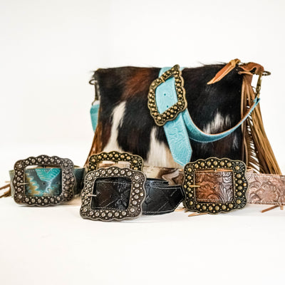 Adjustable Crossbody Buckle Straps-Western-Cowhide-Bags-Handmade-Products-Gifts-Dancing Cactus Designs