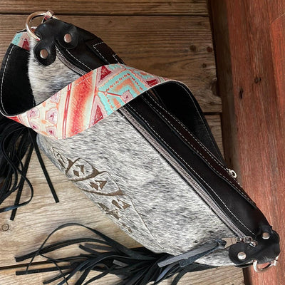 Annie - B&W Speckle w/ Bucking Aces Design-Annie-Western-Cowhide-Bags-Handmade-Products-Gifts-Dancing Cactus Designs