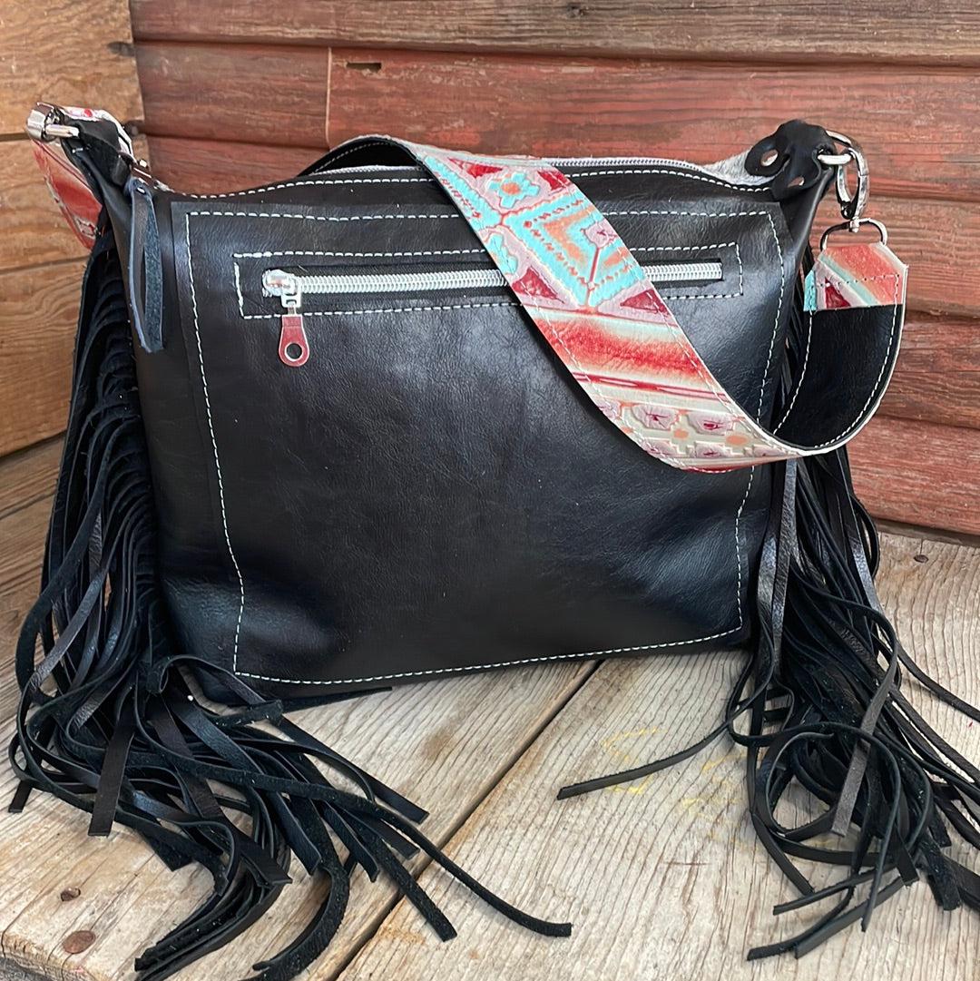 Annie - B&W Speckle w/ Bucking Aces Design-Annie-Western-Cowhide-Bags-Handmade-Products-Gifts-Dancing Cactus Designs