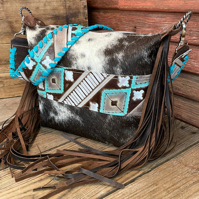 Annie - Black & White w/ Cocoa Navajo-Annie-Western-Cowhide-Bags-Handmade-Products-Gifts-Dancing Cactus Designs