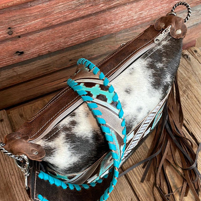 Annie - Black & White w/ Cocoa Navajo-Annie-Western-Cowhide-Bags-Handmade-Products-Gifts-Dancing Cactus Designs