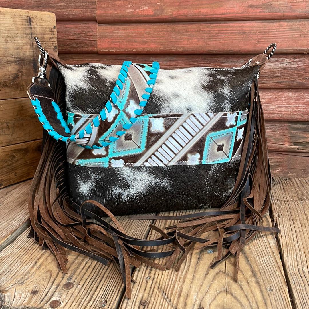 Annie - Black & White w/ Cocoa Navajo-Annie-Western-Cowhide-Bags-Handmade-Products-Gifts-Dancing Cactus Designs