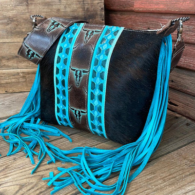 Annie - Black w/ Mint Chocolate Skulls-Annie-Western-Cowhide-Bags-Handmade-Products-Gifts-Dancing Cactus Designs