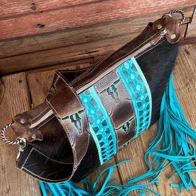 Annie - Black w/ Mint Chocolate Skulls-Annie-Western-Cowhide-Bags-Handmade-Products-Gifts-Dancing Cactus Designs