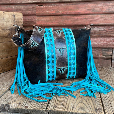 Annie - Black w/ Mint Chocolate Skulls-Annie-Western-Cowhide-Bags-Handmade-Products-Gifts-Dancing Cactus Designs