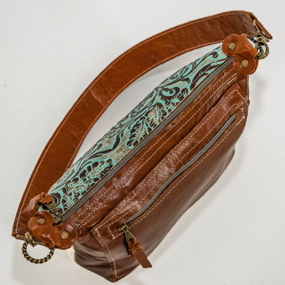 Annie - Fuzzy Longhorn w/ Turquoise Tool-Annie-Western-Cowhide-Bags-Handmade-Products-Gifts-Dancing Cactus Designs
