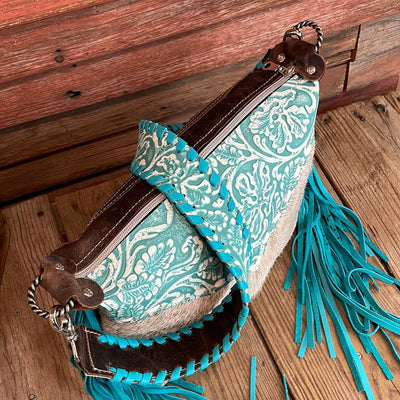 Annie - Grey Brindle w/ Turquoise Sand Tool-Annie-Western-Cowhide-Bags-Handmade-Products-Gifts-Dancing Cactus Designs