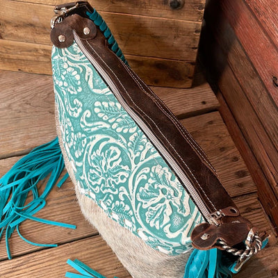 Annie - Grey Brindle w/ Turquoise Sand Tool-Annie-Western-Cowhide-Bags-Handmade-Products-Gifts-Dancing Cactus Designs