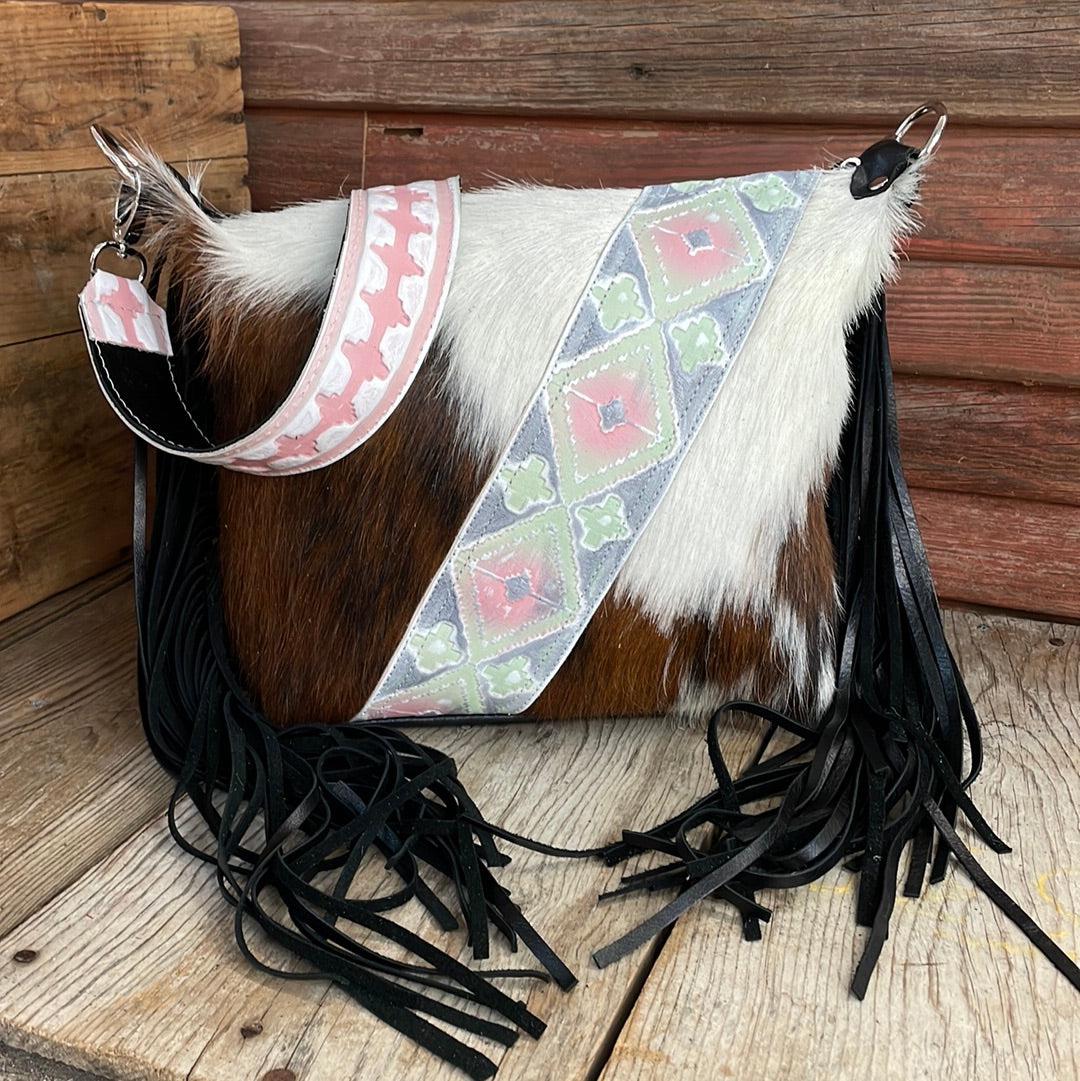 Annie - Tricolor w/ Watermelon Wine-Annie-Western-Cowhide-Bags-Handmade-Products-Gifts-Dancing Cactus Designs