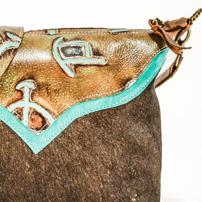 Annie - Watusi w/ Turquoise Brands-Annie-Western-Cowhide-Bags-Handmade-Products-Gifts-Dancing Cactus Designs