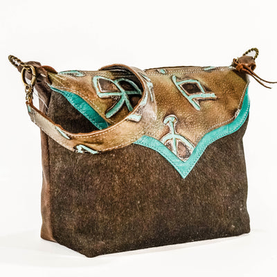 Annie - Watusi w/ Turquoise Brands-Annie-Western-Cowhide-Bags-Handmade-Products-Gifts-Dancing Cactus Designs
