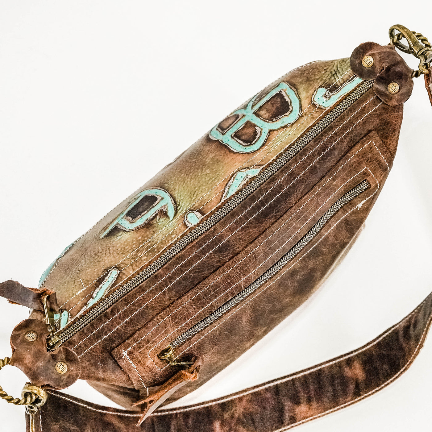 Annie - Watusi w/ Turquoise Brands-Annie-Western-Cowhide-Bags-Handmade-Products-Gifts-Dancing Cactus Designs