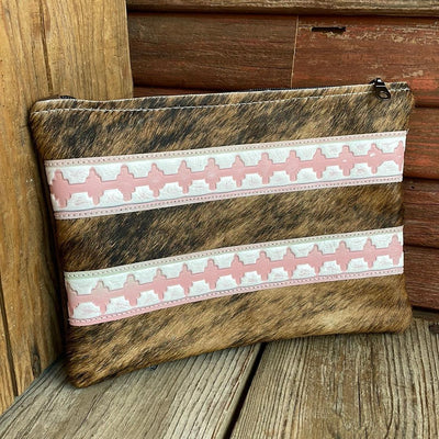 Banker's Bag - Brindle w/ Watermelon Wine-Mega Organizer-Western-Cowhide-Bags-Handmade-Products-Gifts-Dancing Cactus Designs