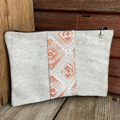 Banker's Bag - Grey Brindle w/ Copper Penny Aztec-Mega Organizer-Western-Cowhide-Bags-Handmade-Products-Gifts-Dancing Cactus Designs