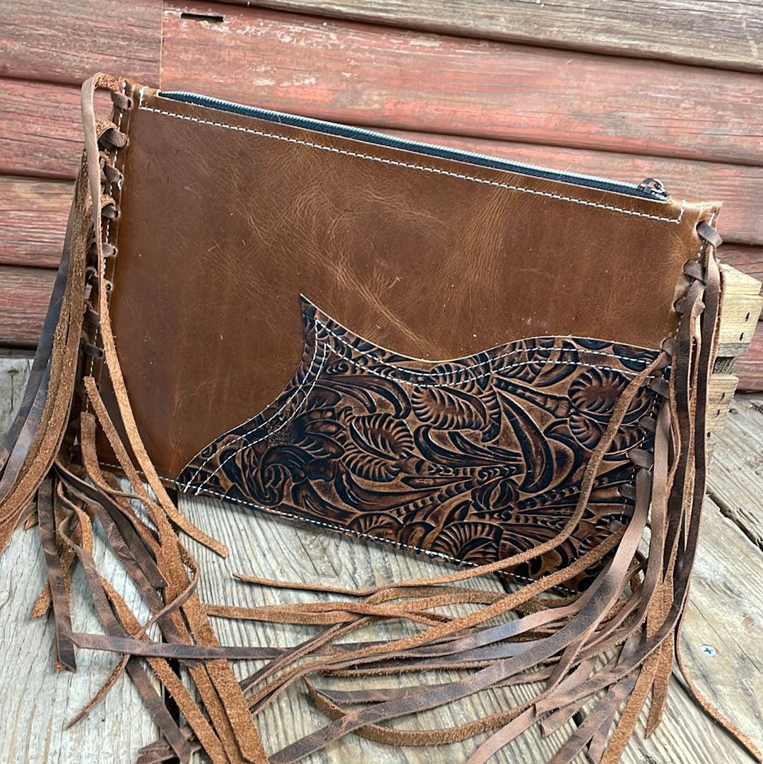 Carly - Waxed Leather w/ Mocha Western-Carly-Western-Cowhide-Bags-Handmade-Products-Gifts-Dancing Cactus Designs