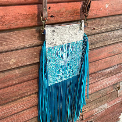 Carrie - Black & White w/ Glacier Park Croc-Carrie-Western-Cowhide-Bags-Handmade-Products-Gifts-Dancing Cactus Designs