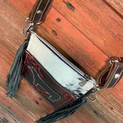Carrie - Black & White w/ Red Brands w/ Cow-Carrie-Western-Cowhide-Bags-Handmade-Products-Gifts-Dancing Cactus Designs