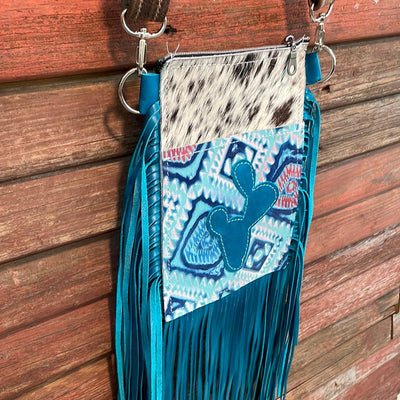 Carrie - Black & White w/ Tucson Sundown Aztec w/ cactus-Carrie-Western-Cowhide-Bags-Handmade-Products-Gifts-Dancing Cactus Designs