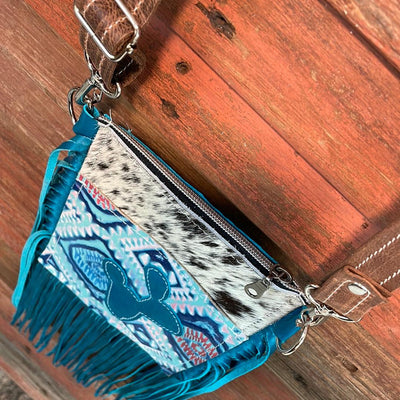 Carrie - Black & White w/ Tucson Sundown Aztec w/ cactus-Carrie-Western-Cowhide-Bags-Handmade-Products-Gifts-Dancing Cactus Designs