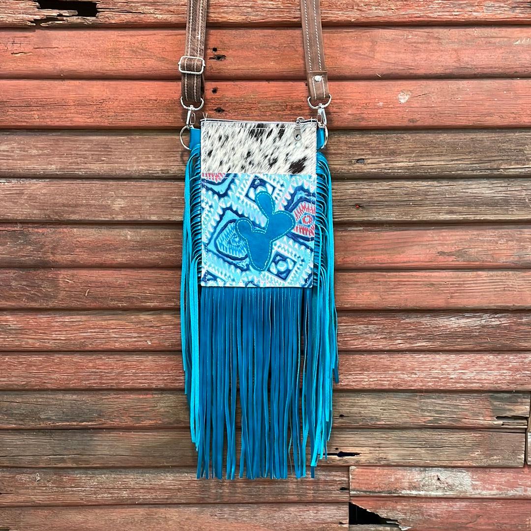Carrie - Black & White w/ Tucson Sundown Aztec w/ cactus-Carrie-Western-Cowhide-Bags-Handmade-Products-Gifts-Dancing Cactus Designs