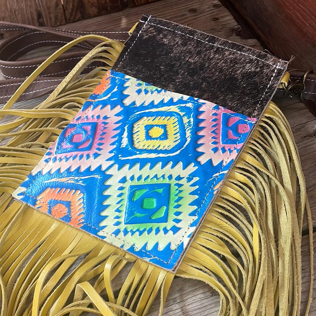 Carrie - Brindle w/ Neon Trip Aztec-Carrie-Western-Cowhide-Bags-Handmade-Products-Gifts-Dancing Cactus Designs