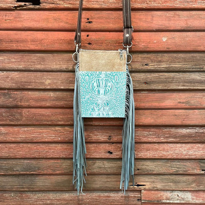 Carrie - Palomino w/ Turquoise Sand Croc-Carrie-Western-Cowhide-Bags-Handmade-Products-Gifts-Dancing Cactus Designs